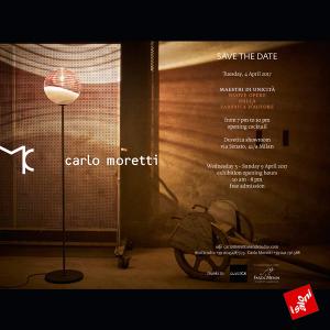 Fuorisalone Carlo Moretti - 4 - 9 aprile 2017 dalle 10.00 alle 20.00 presso lo showroom Duvetica in via Senato 41/a Milano, Carlo Moretti presenta i nuovi progetti per la luce Boblu e Satin, e i vasi Monocromo e Affresco, nati con la collaborazione del designer Diego Chil (Chilò 2017)